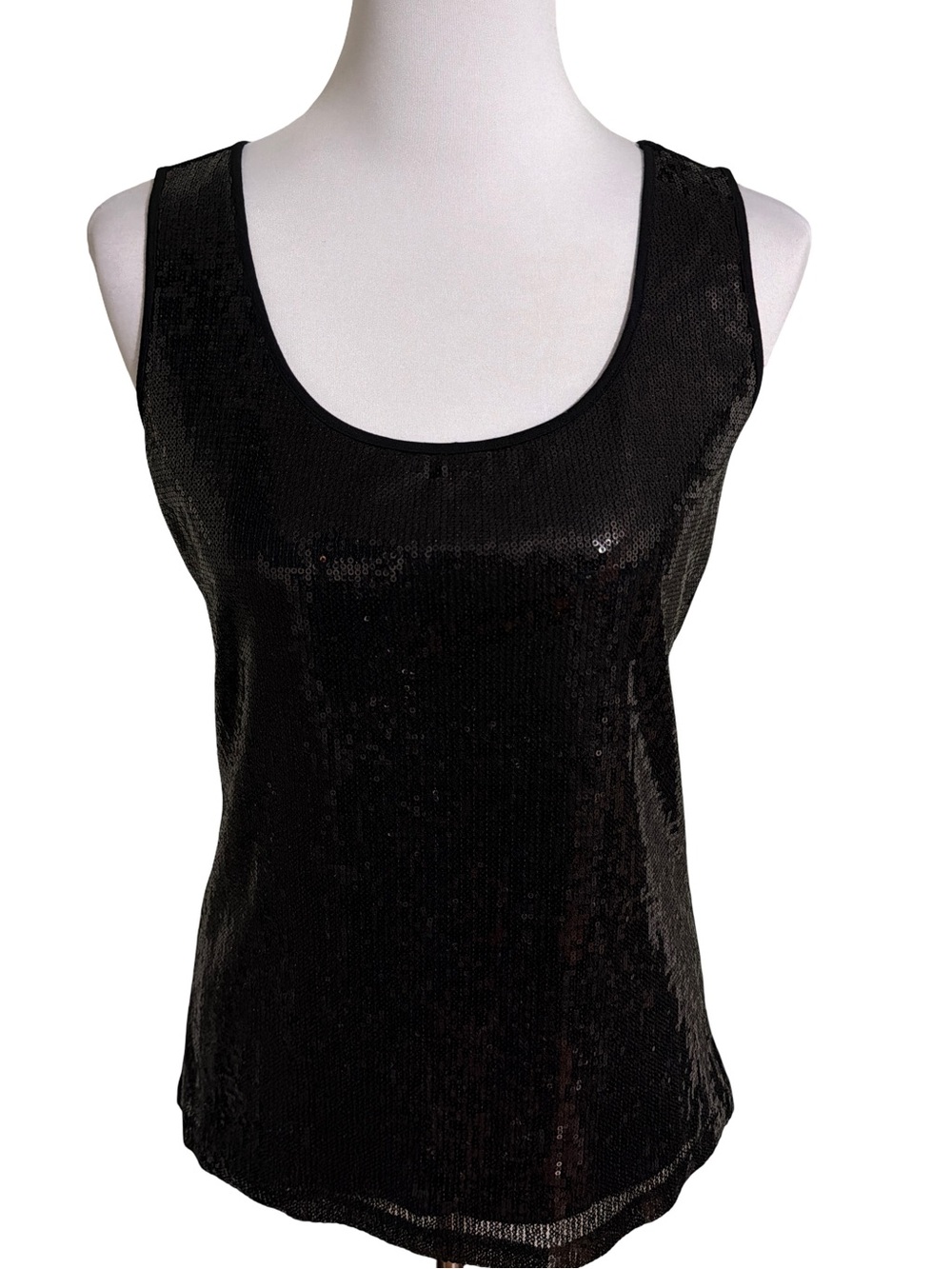 Calvin Klein Black Sequin Tank Top Scoop Neck